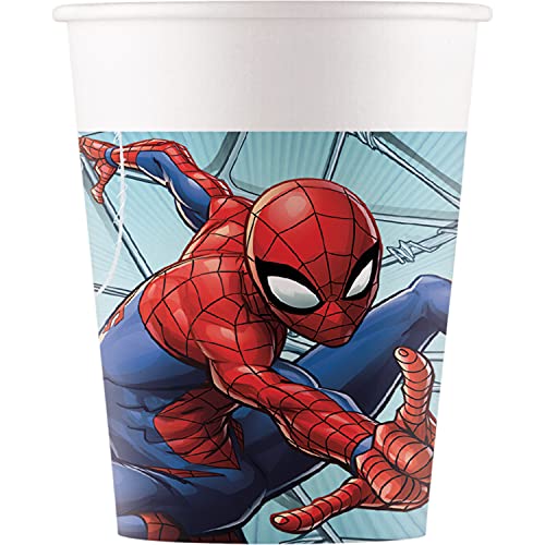 Procos 93468 Lot de 8 gobelets jetables en papier Motif Spiderman Team Up Capacité max. 200 ml