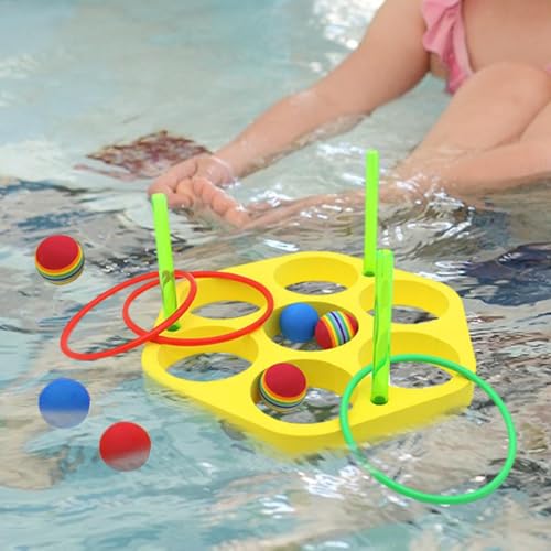 Juego de lanzar aros para piscina y jardín con flotadores de espuma para toda la familia 2