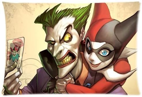 Hot Sale Custom Harley Quinn Batman Joker Zippered Pillow Case 20x30 (Twin Sides Print)
