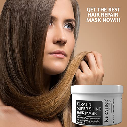 Image of KERATINE PROFESSIONAL Keratin Super Shine Mask 500Ml | Infused With Keratin And Wheat Protein For Dry Damaged And Chemically Treated Hair | Sulphate And Paraben Free | Made In India (500 Ml),1 Count
