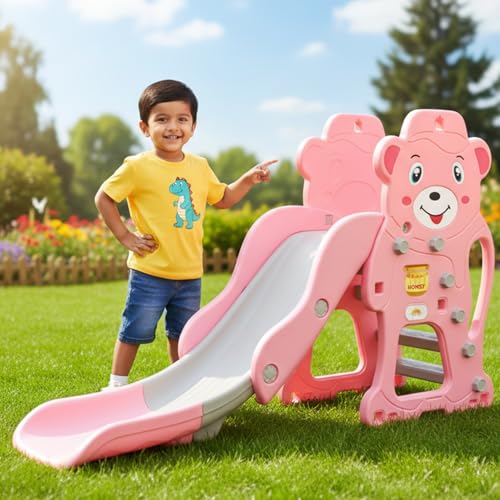 Image of Toyzone Fun Bear Slide for Kids | Baby Play Slide | Indoor & Outdoor Kids Slider | Easy Assembly | Safe Rounded Design | BIS Certified | Made in India |Kids Slide for 2-12 Years, Upto 70 kgs