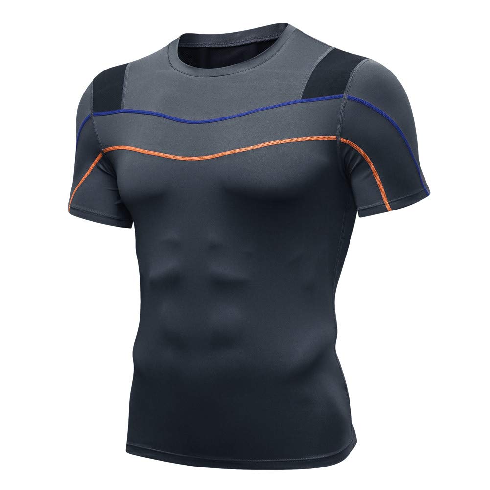 Men's Quick Dry Compression Baselayer Short Sleeve T-Shirt Muscle Protection Night Vision Reflective Strip Design For Trekking Jogging Fitness Yoga Home Workout