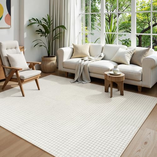 Tapete Beige Geométrico 5x7 Pies Lavable