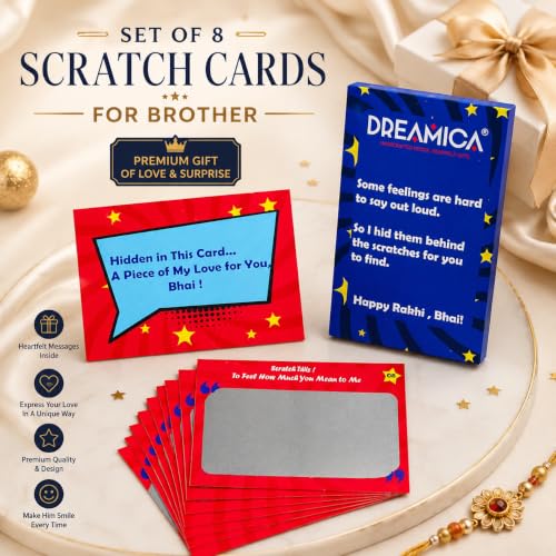 Image of Dreamica Designer Set of 2 Rakhi, Best Bro Diary, Fridge Magnet,Set of 8 Scratch Cards, Trophy showpiece, Keychain,Greeting Card and Tilak Set| Best Rakhi Gift for Brother