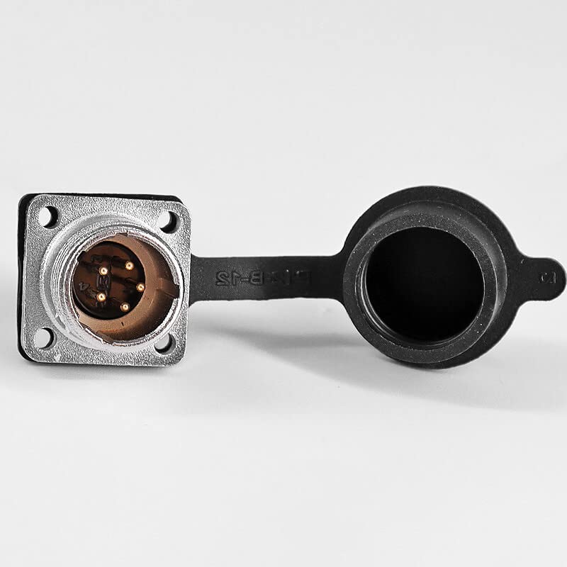 TP12 5 Pin Male Socket 4 Hole Flange Connector Solder Cup for Cable with Rubber Dust Cap