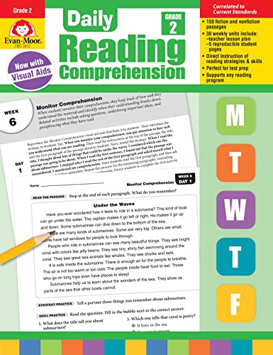 Evan-Moor Daily Reading Comprehension, Grade 2 - Homeschooling & Classroom Resource Workbook, Reproducible Worksheets, Teaching Edition, Fiction and Nonfiction, Lesson Plans, Test Prep