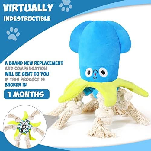 Octopus Dog Toys, Dog Rope Toy, Puppy Toys, Squeaky Dog Toys, Dog Toys Indestructible, Dog Toys for Boredom for Medium Dogs, Dog Birthday Present, Interactive Dog Toys, Soft Plush with Crinkle Paper