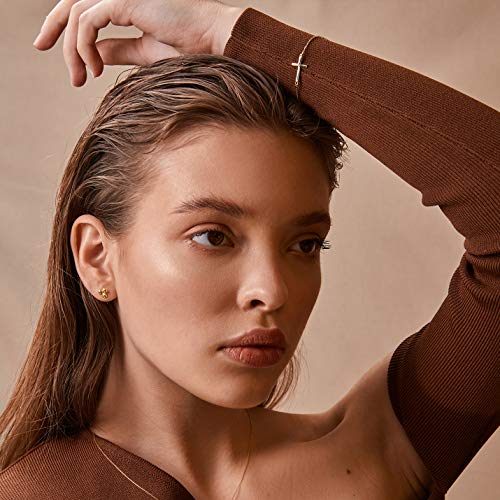 Gelin Sideways Cross Bracelet in 14K Solid Gold | 14k Gold Small Cross Bracelet for Women3