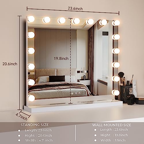 Vvsmriti Hollywood Mirror With Lights,Vanity Makeup Mirror With Smart Touch Control, 3 Color Modes, Large Size Dimmable Light, Detachable 10X Magnification Mirror, With Usb Socket #TOP5