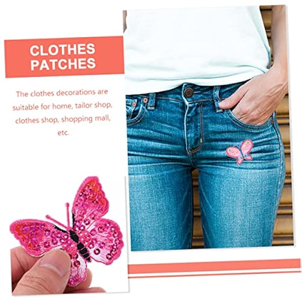 SEWACC 100 Pezzi Farfalla Ricamata Patch Decorazione Animale Abiti Glitterati Pizzo Appliques per Vestiti Patch Applique Farfalle in Tessuto Patch per Cappotto Resistenti all'Usura Patch