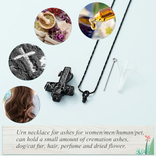 Imrsanl Cross Urn Necklace for Ashes for Women Men Fish Hook Cremation Jewelry Deer Antler Memorial Pendant Human Ashes Holder Keepsake Gifts3