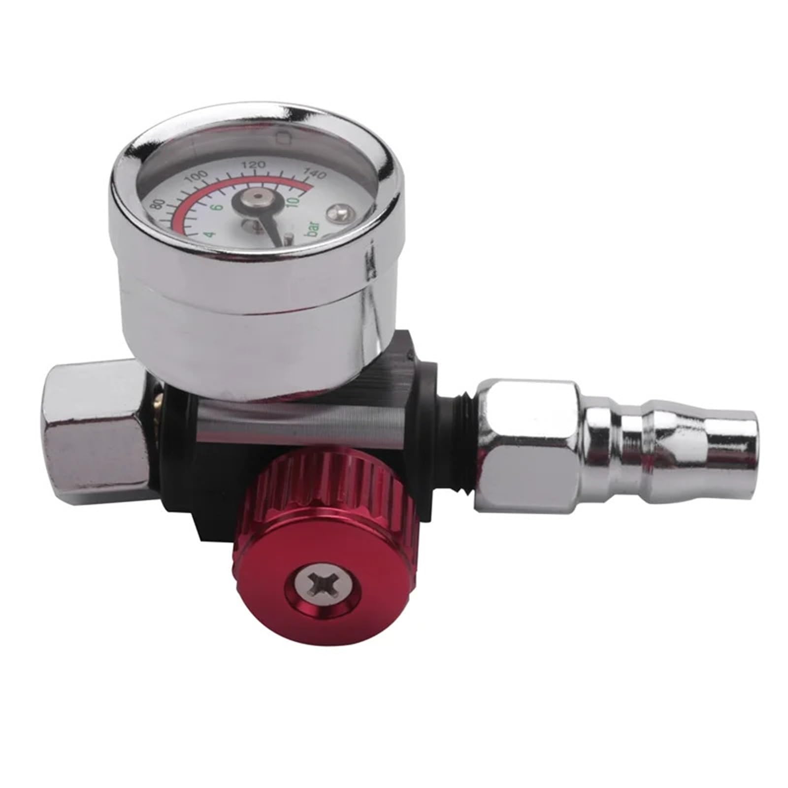 1Pc 1/4 inch Bsp Mini Air Regulator Valve Tool Durable Small Tail Pressure Gauge 48 x 60mm with Nozzle for Spray Tool