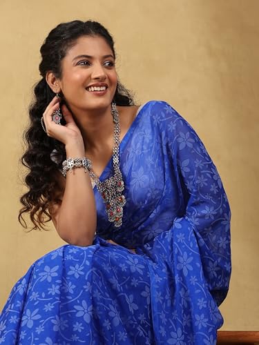 Image of Garden Vareli Lock Chiffon Floral Saree