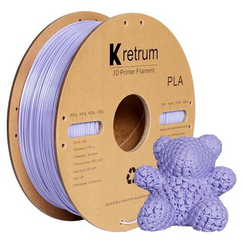Image of Kretrum PLA Filament 1.75 mm 3D Printer Filaments Cardboard Spool Refills 1 kg Widely Compatible for Most FDM 3D Printers Fits ELEGOO Anycubic FlashForge Creality Bambu Prusa ect. Light Purple
