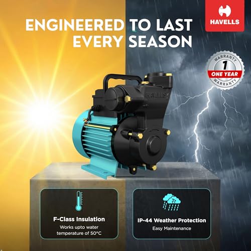 Image of Havells Monoblock Water Pump SAGAR1 (1 HP) | Copper Winding, High Flow Rate, 180-260 V Range | Overheat Protection, Durable, Rust Resistant | for Home, Apartments, Fountain | 1 Yr Warranty