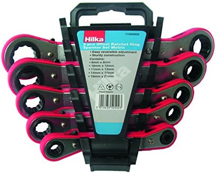 Hilka 11505002 5 pce Metric Ratchet Ring Spanner Set, Multi, Set of 5 Pieces