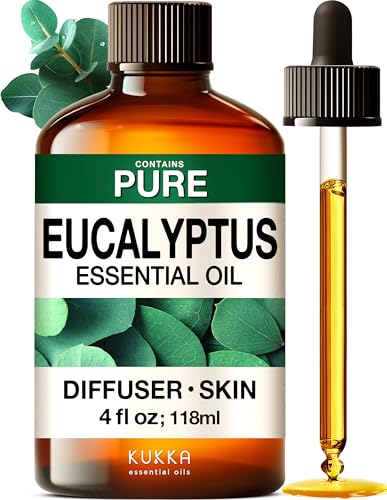 KUKKA Eucalyptus Essential Oils - 118ml - for Skin, Diffuser, Aromatherapy & DIY Soap Making Scent
