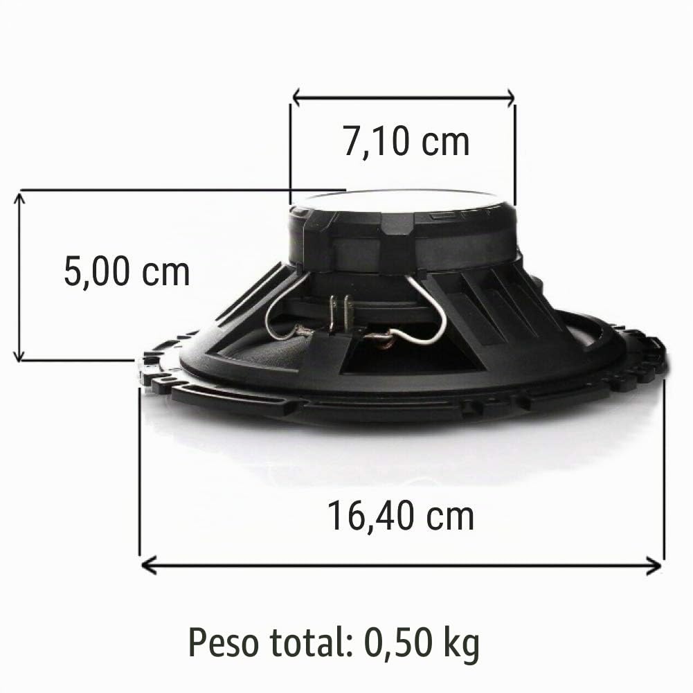 Coaxial 2 Altavoces Compatible con Alpine SXE-17C 2 2 vías 16,50 cm 165 mm 6,5" 40 vatios rms 220 vatios máx Carcasas estándar para Coche, por par