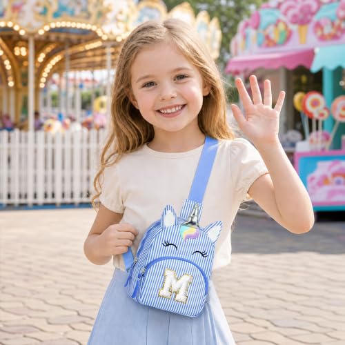 Image of YOOLIFE Initial Crossbody Bag Girls Sling Bag Kids Birthday Gifts, Blue S