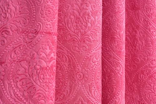 Image of IVAZA Velvet Fabric Emboss Door Curtains 7 Feet Set of 1| Panel Thick Curtains for Home and Office Decor | Eyelet Grommet Curtains for Living Room Kitchen Hall, Door- 7 Feet (Pack of 1) Pink