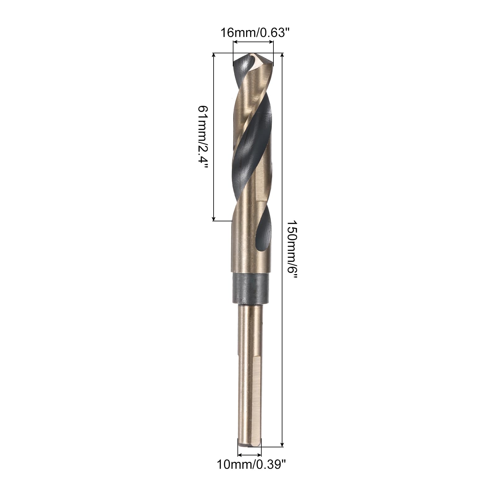 QUARKZMAN 3 Pezzi Punta A Torsione Con Gambo Ridotto 16mm Rivestimento Nero Nitruro E Oro Titanio Acciaio Rapido 4341 Con Gambo 10mm Per Acciaio Inossidabile Lega Metallo Plastica Legno