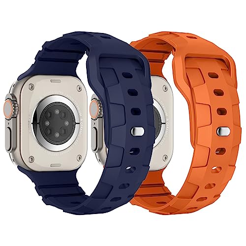 Sport Bands Compatible with Apple Watch Ultra 2 Band/Apple Watch Ultra Band 49mm 45mm 44mm 42mm for Men Women, Waterproof Silicone Wristbands Replacement Strap for iWatch Series 9 8 7 6 5 SE Ultra
