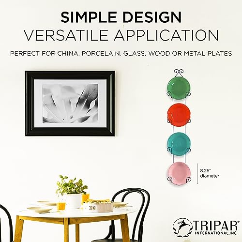image for TRIPAR Vertical Wall Plate Rack, Black Display (4 Tiers) - Lightweight