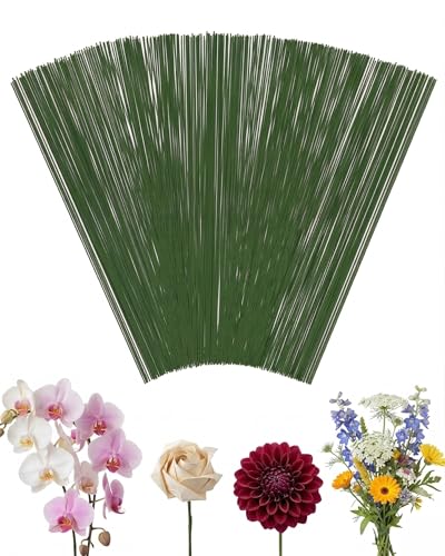 Floral Wire Stems for Flower Arrangements - 100Pcs 15.7-Inch 2mm Dark Green Craft Floral Wire Bendable Stems for Bouquets DIY Paper Flowers Wedding Decor Home Crafting