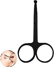 Stainless Steel Nose Scissors for Men, Nose Hair Scissors for Men, for Trimming Facial Hair Ear Hair Eyebrow(Black 8.5cm)