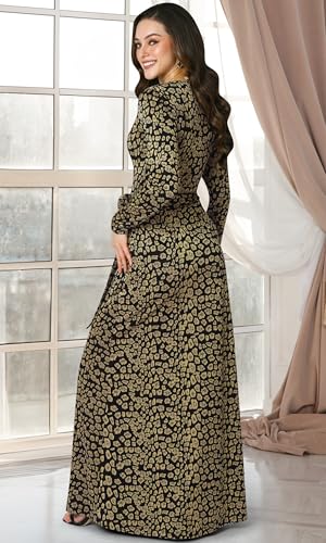 Image of KOH KOH Womens Long Sleeve V-Neck High Slit Cocktail Evening Gown Maxi Dress