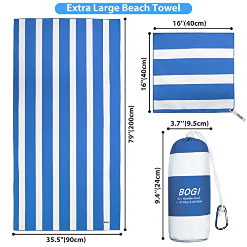 Bogi Microfiber Beach Towel Set, Quick Dry Beach Towel, Lightweight Absorbent Oversized Travel Towel, Sand Proof Compact Pool Towels For Travel Bath Beach Swim Gym Yoga（L 63''X31.5''） #TOP1