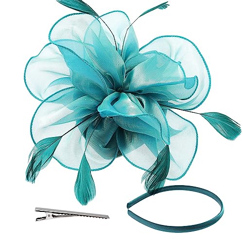 NuFlySic Fascinators Hats for Women Kentucky Derby Tea Party Hat Wedding Mesh Ribbons Cocktail Fancy Flower Feathers Fascinator Clip