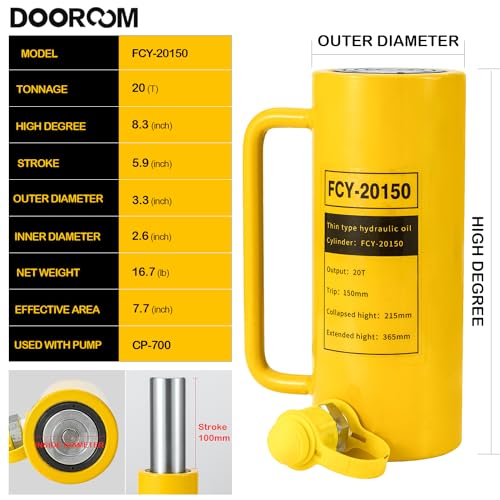 Image of 20T 6Inch Stroke Porta Power Single Acting Lifting Cylinder for Shipbuilding, Machinery and Industry,Automatically Retract Split Hydraulic Cylinders Tools