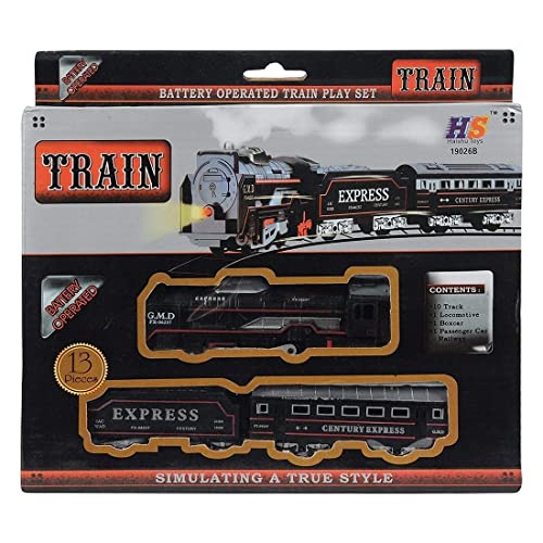 Image of Classic Electric Style Toy Train Set with Track | Century Express Battery Operated Model Train | Kids Railway Play Set & Gift Item (Battery Not Included)