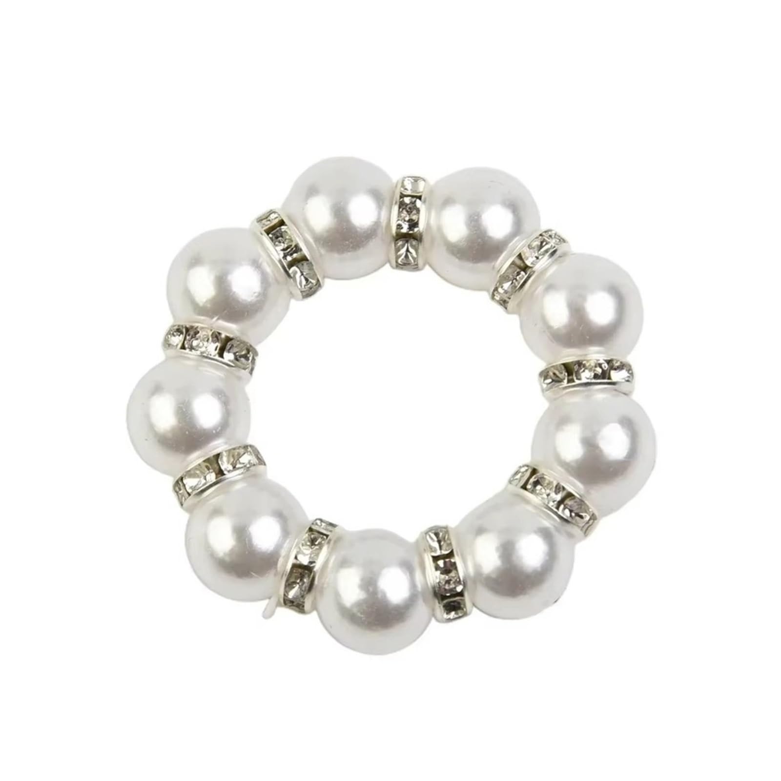 24PCS Gold Beaded Napkin Rings with Pearl Texture Elastic Holder for Dinner Banquet