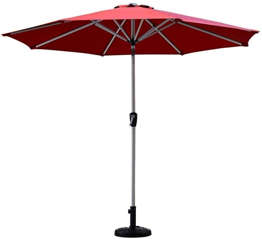 JOMRTS Outdoor Garden Parasols 9Ft/270Cm Patio Outdoor Market Table Umbrella with Push Button Tilt and Crank, Perfect for Outdoor, Garden, Yard, Beach, Camping, Swimming Pool (Wine Red A)
