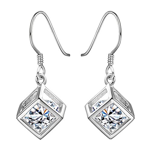 Preisvergleich Produktbild Styleziel Damen Ohrring Ohrhänger Würfel Kristall Silber 30 mm 1443