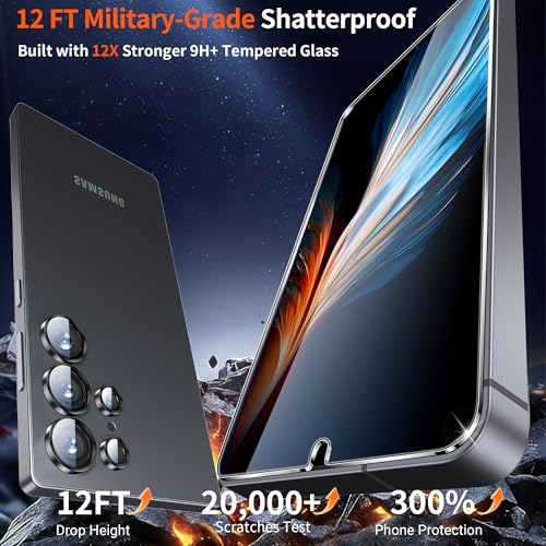 Image of firtstnow 3 Pack for Samsung Galaxy S25 Ultra Screen Protector Tempered Glass + 1 Pack Camera Lens Protector, Military Grade Shatterproof, 9H Hardness, Fingerprint Unlock,Case Friendly 6.9 Inch
