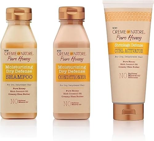 Creme of Nature Curl Activator, Pure Honey Formula with Coconut Oil and Shea Butter - Dry Defense Conditioner and Shampoo for Damaged Hair