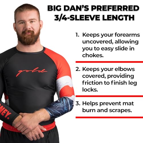Gold BJJ The Wave Rash Guard - 3/4 Sleeve No-Gi and Gi Jiu Jitsu Rashguard3