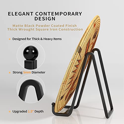 Ipame Plate Stands For Display - 6 Inch Metal Square Wire Plate Holder Display Stand + Picture Frame Stand Holder Easel For Book, Decorative Plate, Plaque, Photo, Platter (Black 2 Pack) #TOP1