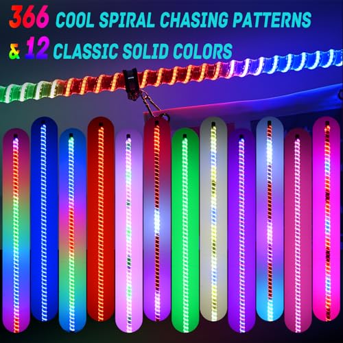 Image of Nilight LED Whip Light 1 PC 4FT COB RGB Spiral Lighted Antenna with Spring Base, Bluetooth App & Remote Control DIY Chasing Patterns & Music Sync Safety Whips for ATV UTV RZR Polaris Can-Am Truck