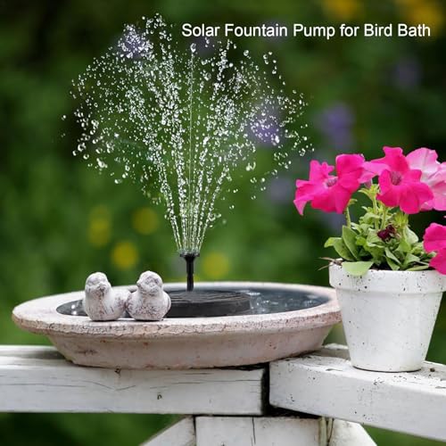 Solar Bird Bath Fountain Pump for Outside,Solar Fountain with 6 Nozzle,Free Standing Floating Solar Powered Water Fountain Pump for Bird Bath, Garden, Pond, Pool, Outdoor 2 Size
