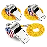 USA Canada Mexico Brazil Argentina France Germany Spain England Flag Whistle, 3 Pack Stainless Steel Loud Sports Whistles with Lanyard for Soccer Fans, Coaches, Referees, Game Day & Team Spirit Events