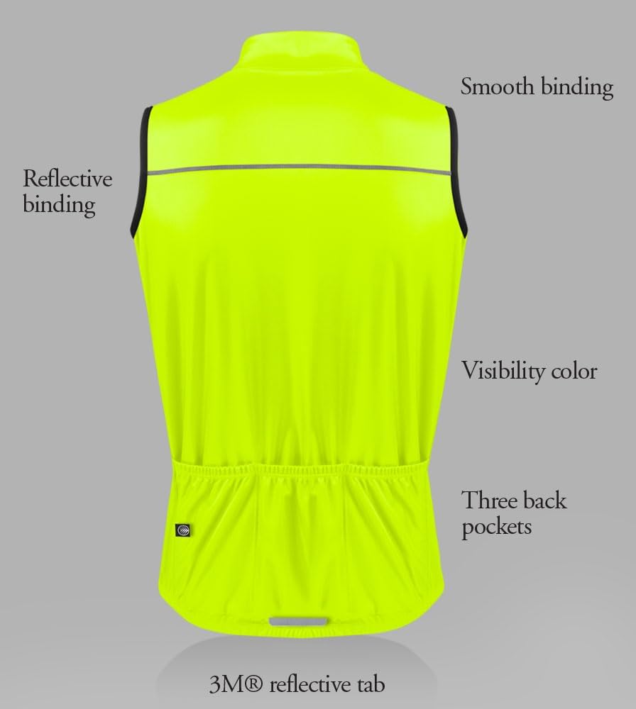 AERO|TECH|DESIGNS | Men's USA Classic Packable Windproof Vest | Rear Storage Pockets | Hi-Viz Safety Yellow