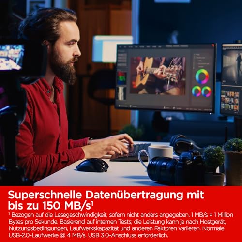 SanDisk Ultra Flair USB 3.0 Flash-Laufwerk 128 GB (robustes und elegantes Metallgehäuse, Passwortschutz, 150 MB/s Lesen) Schwarz – Bild 4