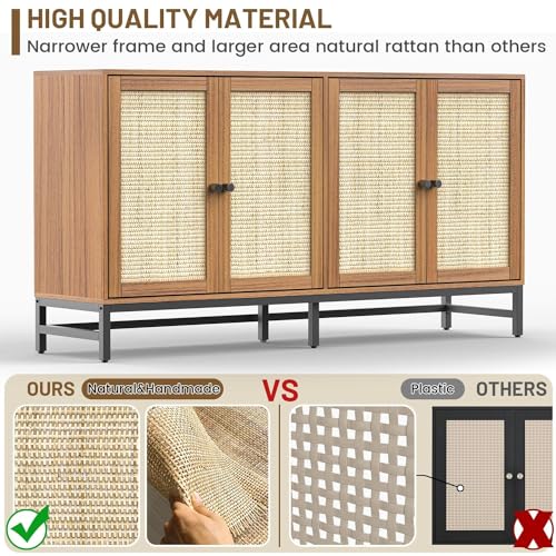 Zlwjgy Credenza Rattan Buffet Cabinet, Sideboard Storage Accent Cabinet thumb #3