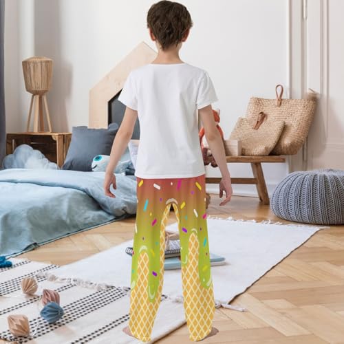 Boy's Pants Pink Green Ice Cream Jogger Pants Elastic Waist Long Bottoms Trousers with Pockets 6-14 Years3