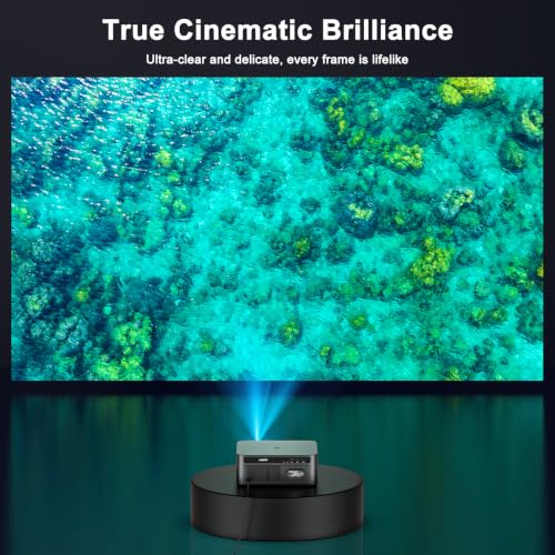 HAPPRUN 3000 ANSI Lumens Outdoor Projector with Built-in App...