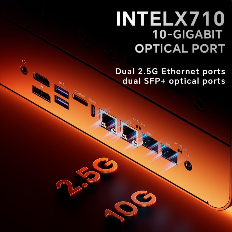 Image of AOOSTAR WTR MAX AMD R7 PRO 8845HS MiniPC 6+5 Bays Desktop NAS（(Barebone) 2 * 10GB SFP+ LAN Ports，USB4&Oculink Port，Support ECC RAM, 2*DDR5 5600Mhz Slots，5* M.2 NVME Slots